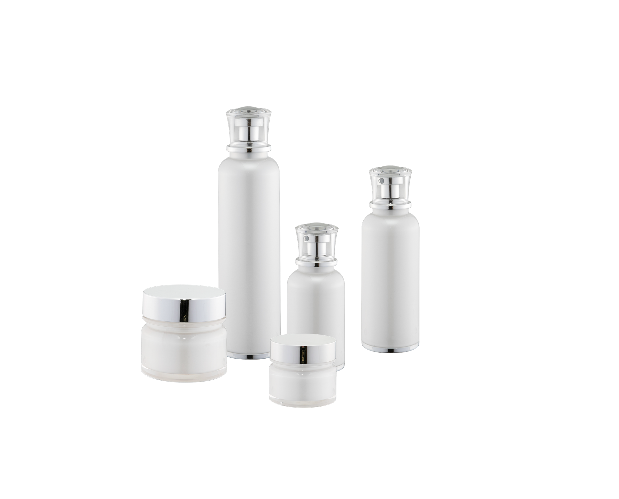 KR-4012 উচ্চ শ্রেণীর নতুন আগমন বৃত্তাকার প্রসাধনী প্যাকেজ এক্রাইলিক লোশন বোতল এবং ক্রিম পাত্রে জার