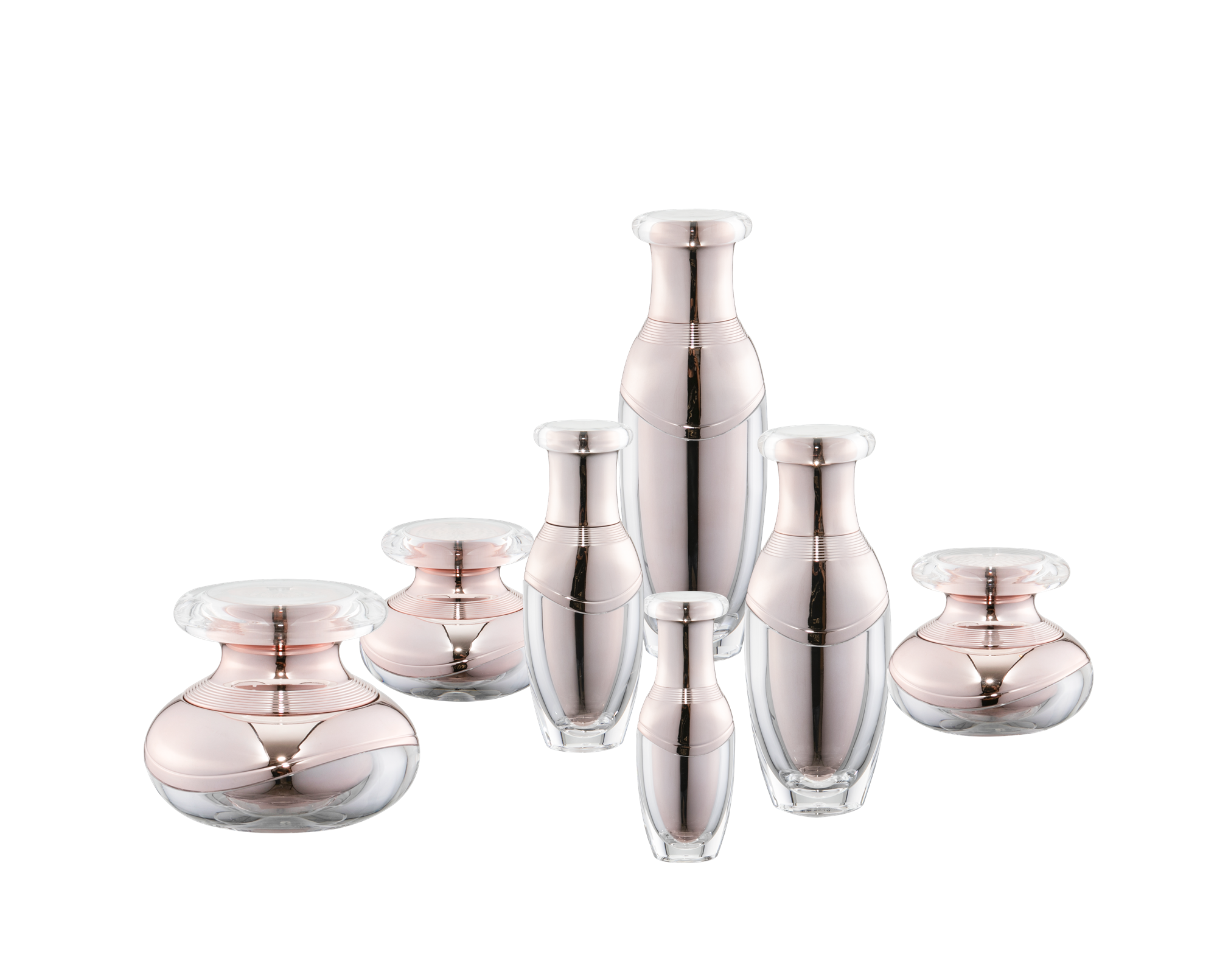 KR-4006 বিলাসবহুল লোশন বোতল এবং ক্রিম পাত্রে জার এক্রাইলিক প্রসাধনী প্যাকেজিং